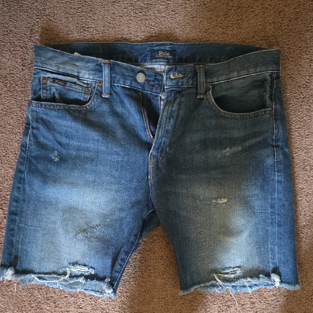 Polo by Ralph Lauren Distressed Blue Denim Jean Shorts